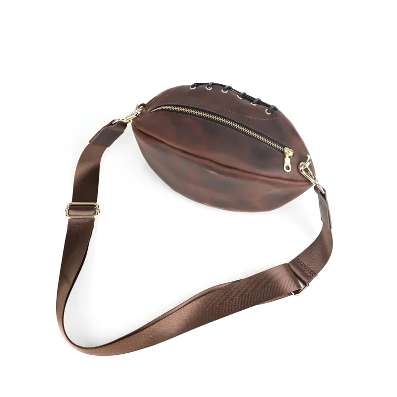 Bolso de Rugby Retro de cuero genuino para hombre, bolso de pecho de cuero hecho a mano, bolso de hombro tipo bandolera, paquete de pecho de viaje