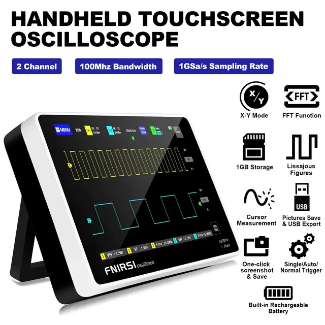 2CH 100MHz 1GSa s Tablet Oscilloscope 7 Inch Touch Screen Digital