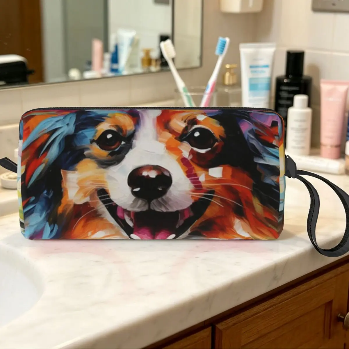 Bolsa de maquillaje Papillon Dog Masterpiece, organizador de cosméticos, bolsa de aseo para mujer, estuche de viaje para lápices de belleza