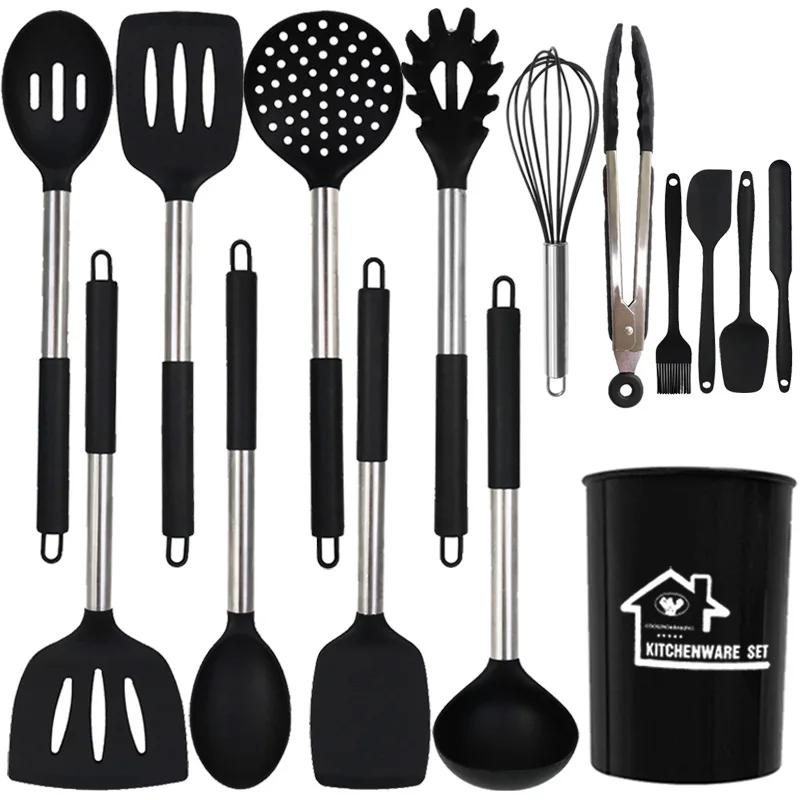 

Термостойкая пищевая силиконовая лопаточка, безопасная кухонная утварь с антипригарным покрытием и удлиненной ручкой для приготовления пищи и жарки