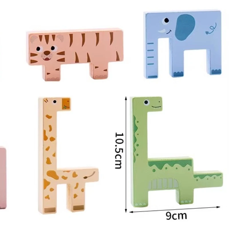Animal Tower Stacking Blocks Educational Logic & Thinking Game Toddler Puzzle Toy Colorful Pieces Safe Wood Learning Activity