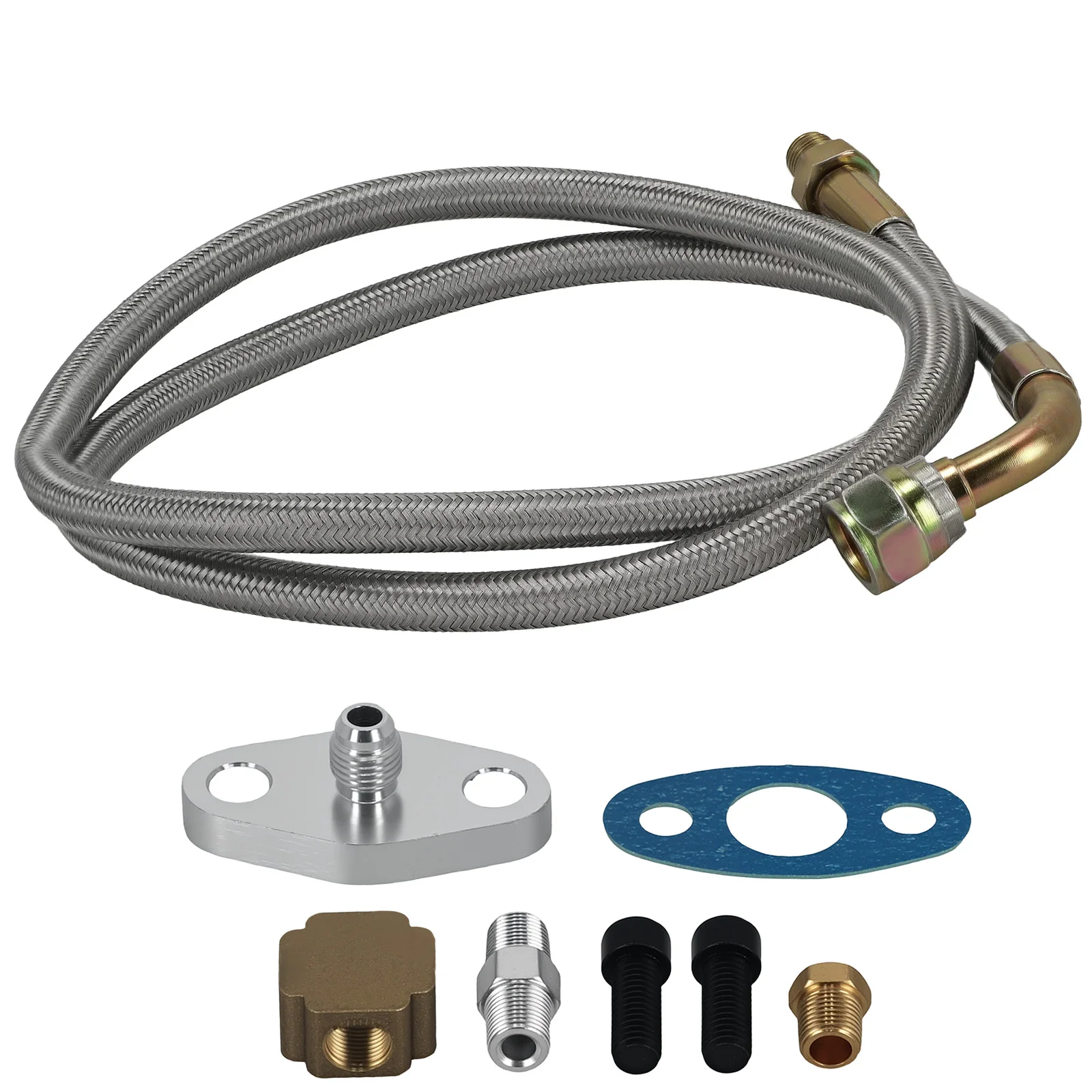 MaXpeedingrods Factory Turbocharger Oil Feed Line Kit T3 T4 T60 T61 T70 1/8 PNT 90 Degree 41