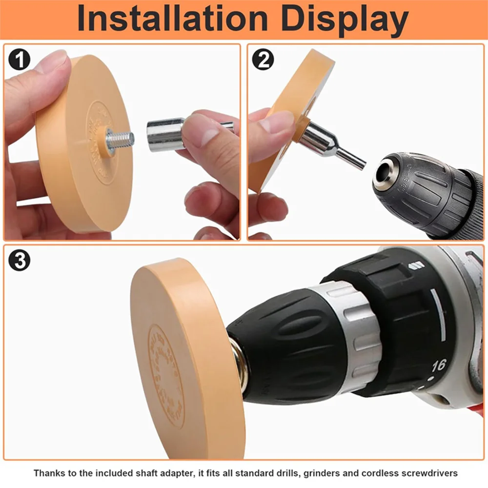 Car Decal Adhesive Remover 4/3.5 Inch Rubber Eraser Wheel for Drill Car Sticker Remover with Scraper Graphics Glue Vinyl Eraser