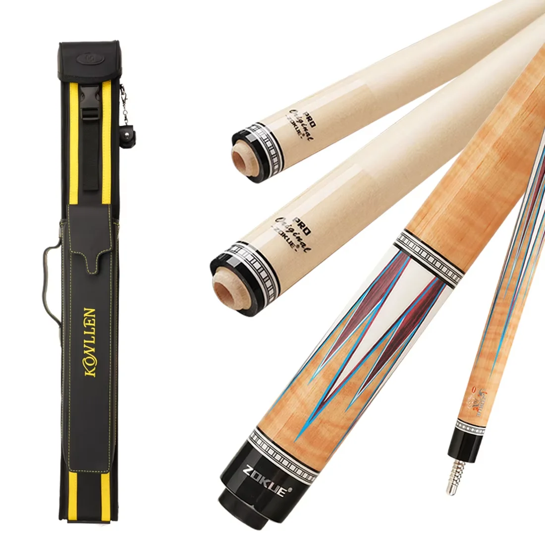 

ZOKUE 3 Cushion Carom Cue Stick Low Deflection Billiard Carom Cue Set with 2 shafts and 3 Holes Carom Cue