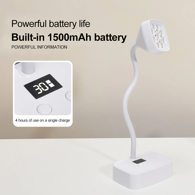 充電式9LED UVデスクランプ360 °   曲げ可能な爪用ジェルポリッシュ速乾性ポータブルマニキュアサロンワイヤレスネイルドライヤーツール
