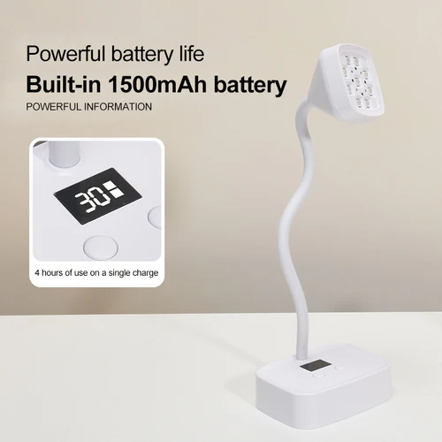 Imagen 2 del producto Lámpara de escritorio UV recargable de 9 LED 360 ° Herramientas de secado de uñas inalámbricas, flexibles, para esmalte de uñas en Gel, portátil, de secado rápido, para salón de manicura