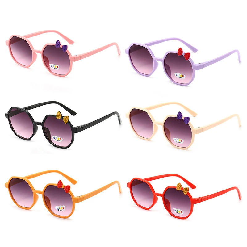 New Kids Cute Fashion Polygonal Bowknot UV400 Sunglasses Children Colors Outdoor Sun Protection Sunglasses Boys Girls Glasses