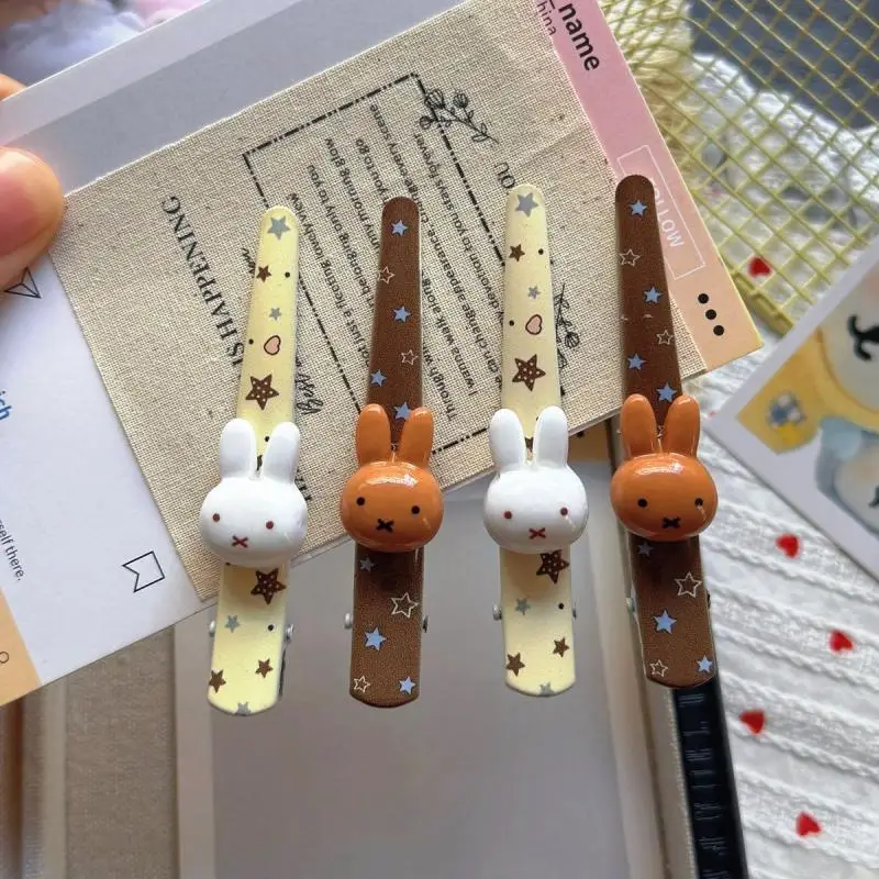 Cute Miffy Hair Clip Cartoon Star Print Duckbill Clip Student Japanese Style Kawaii Hair Accessory Anime Peripherals Friend Gift