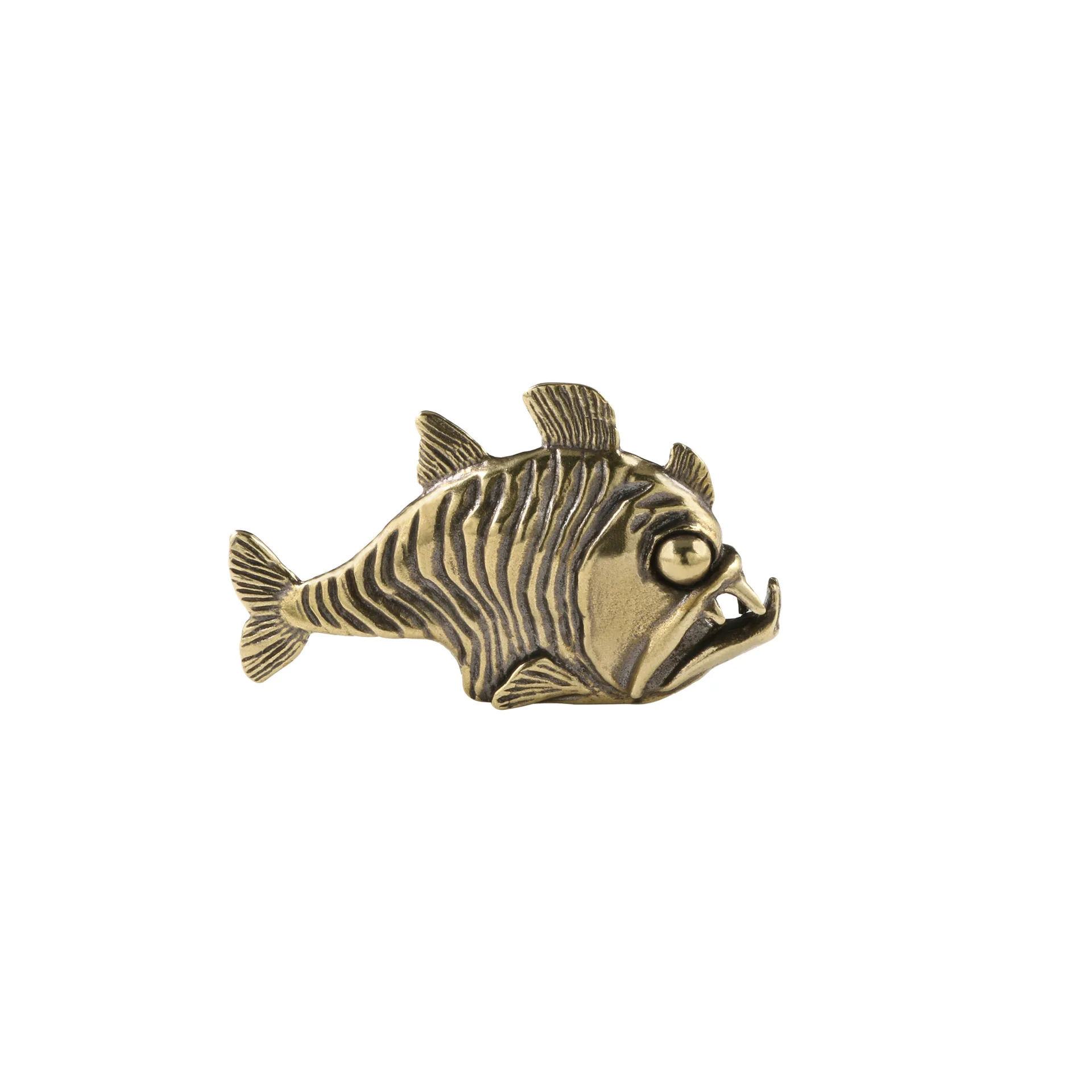 Piranha Brass Desk Decoration Figure Ornaments Piranha Fish Tea Pet Copper Crafts Collection Decorative Figurines