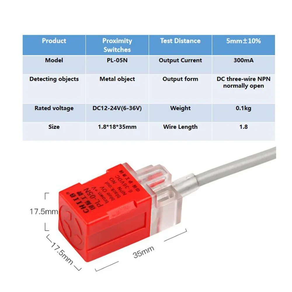 

HAOJIAYI Inductive Proximity Sensor Switches PL-05N 5mm NPN out DC10-30V Normal Open NEW for Laser Cutting Machine