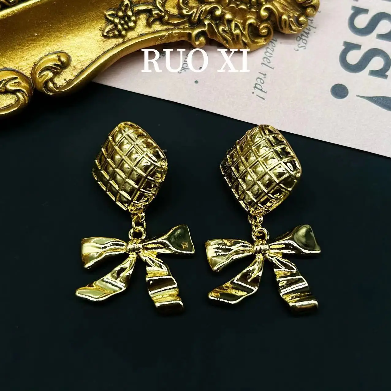 Vintage Jewelry Set Earrings for Women Piercing Earring Bow 2024 Pending Trend Luxury Cute Gorgeous Party Show Daily Gift