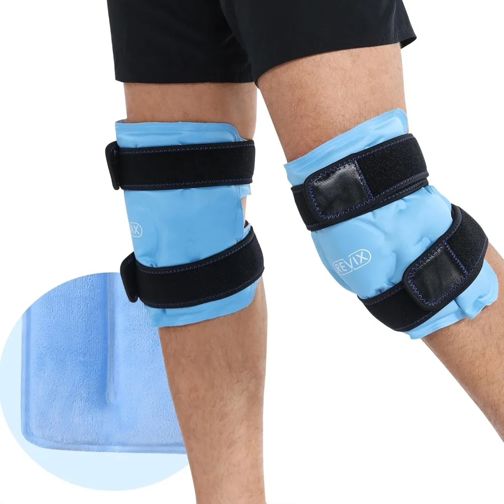 Packs de glace réutilisables pour les blessures au genou, enveloppes de glace en gel avec compression du froid pour les blessures et post-propor, housse en peluche