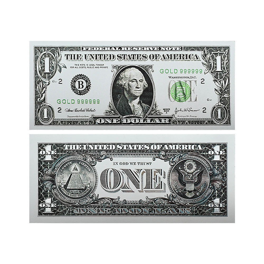 New 1/2/5/10/20/50/100 US Dollar Gold Foil Banknote Home Decoration Plastic Money Collection Business Gift