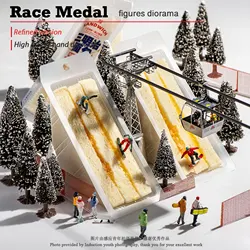 Winter recreation 1:64 Ski sports scene model miniature miniature people scene characters hand decoration creative collection