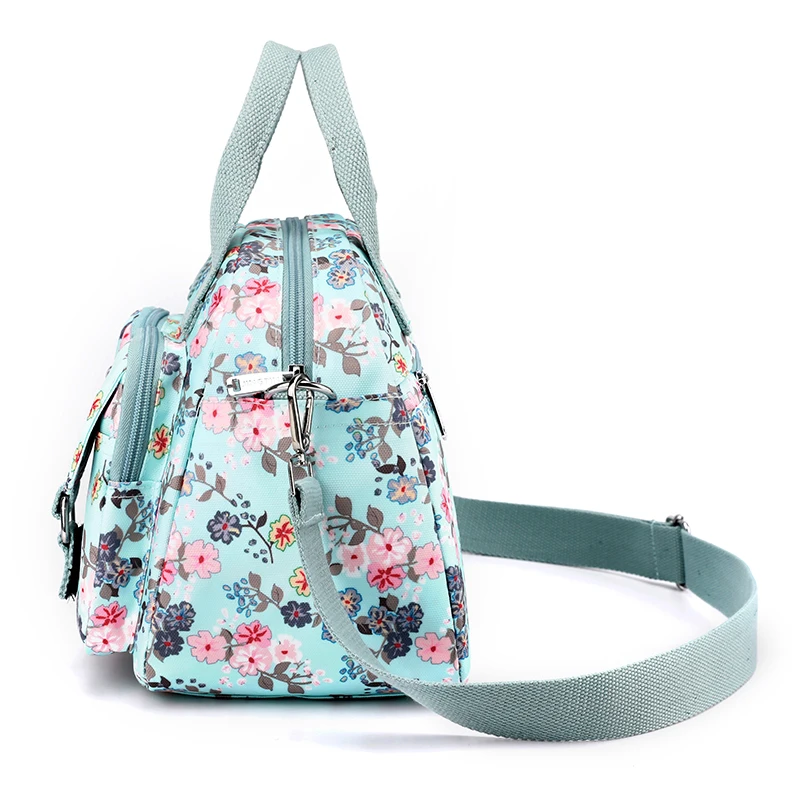 Wear-resistant Women Shoulder Crossbody Bag Printed Flower Top-Handle Bags Female Nylon Tote bag Handbags Middle-aged Mommy Bag