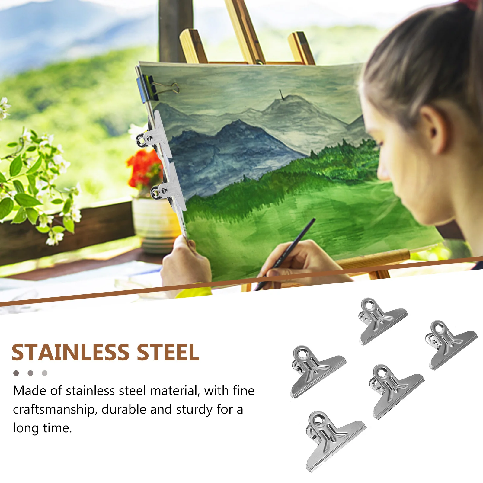

20Pcs Stainless Steel Drawing Board Clips Metal Binder Clamps for Office Painting Sketch Fixing Document Photo Supplies