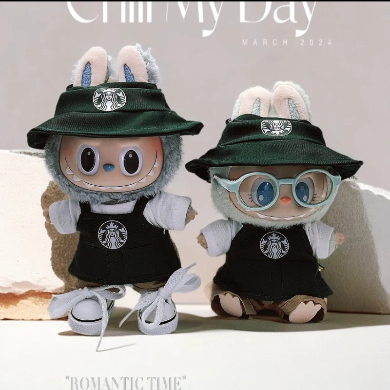 

Брелоки-подвески для одежды Labubu V1 V2 V3, детская одежда, комплект рабочей формы Star Bar, для кофейных официантов