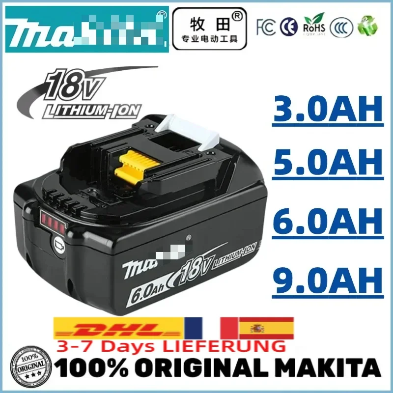 100% Original Makita 6Ah/5Ah/3Ah for Makita 18V Battery BL1840 BL1830B BL1850B BL1850 BL1860 BL1815 Replacement Lithium Battery