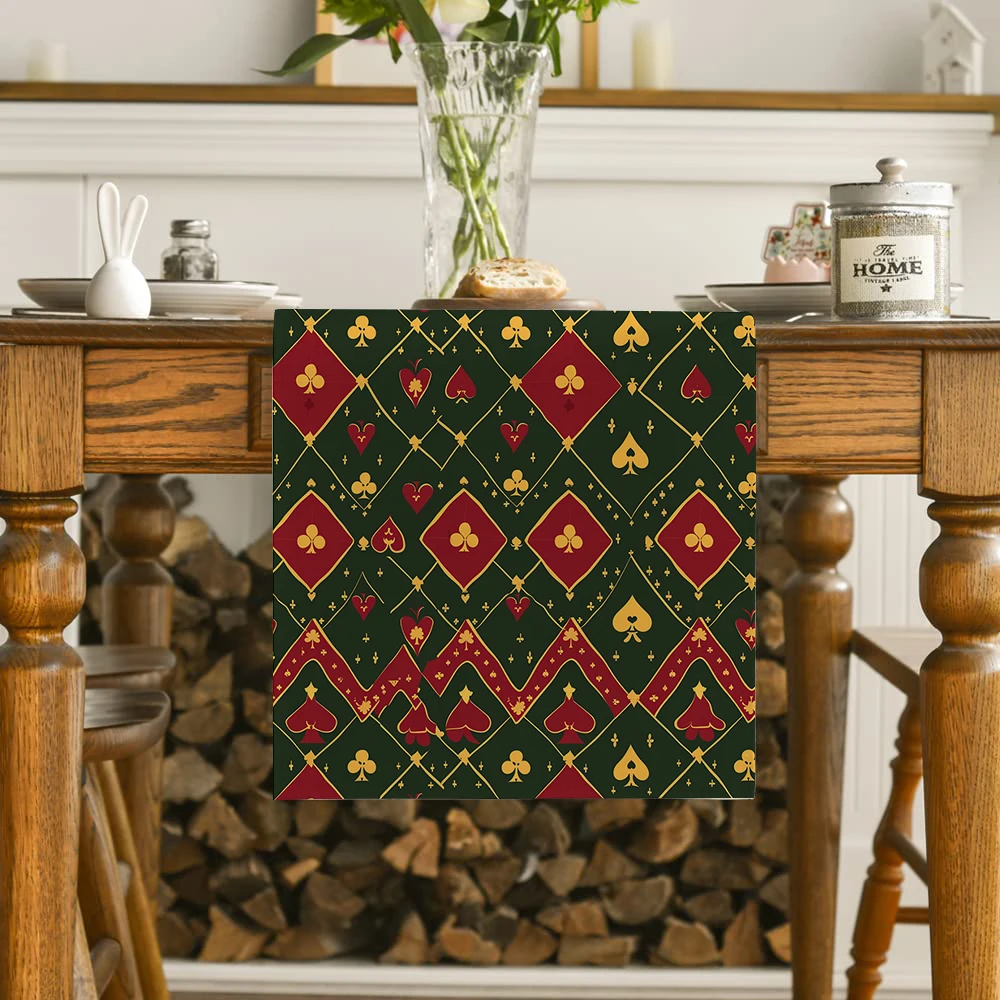 Geometric Heart Table Runner Kitchen Dining  Table Decoration for Indoor Outdoor Home Table Runners Washable Dining Long Cloth