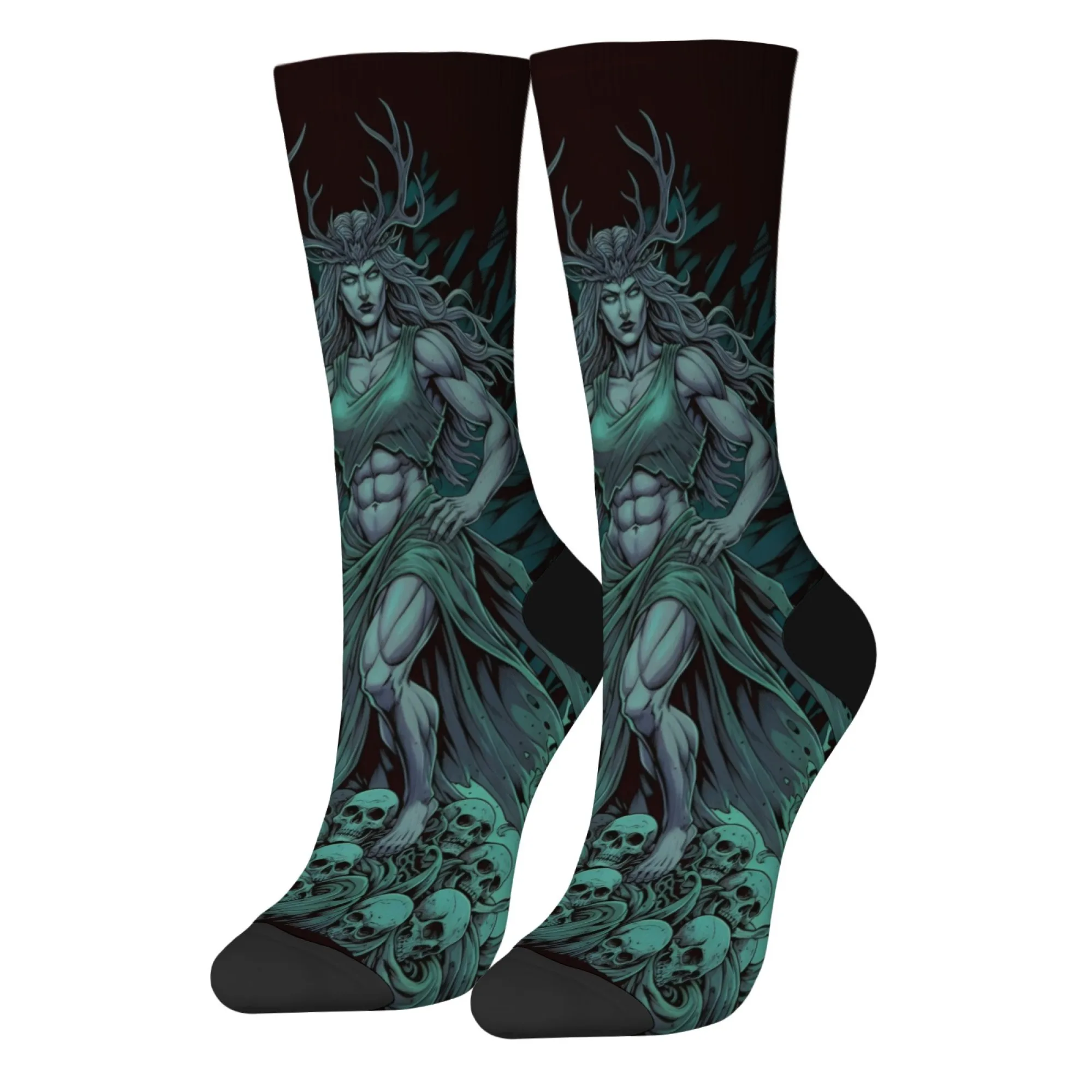 Harajuku Retro Mythology Women's Print Men's Socks Novel Street Dark Fantasy Style Casual Socks Party Holiday Fun Gift