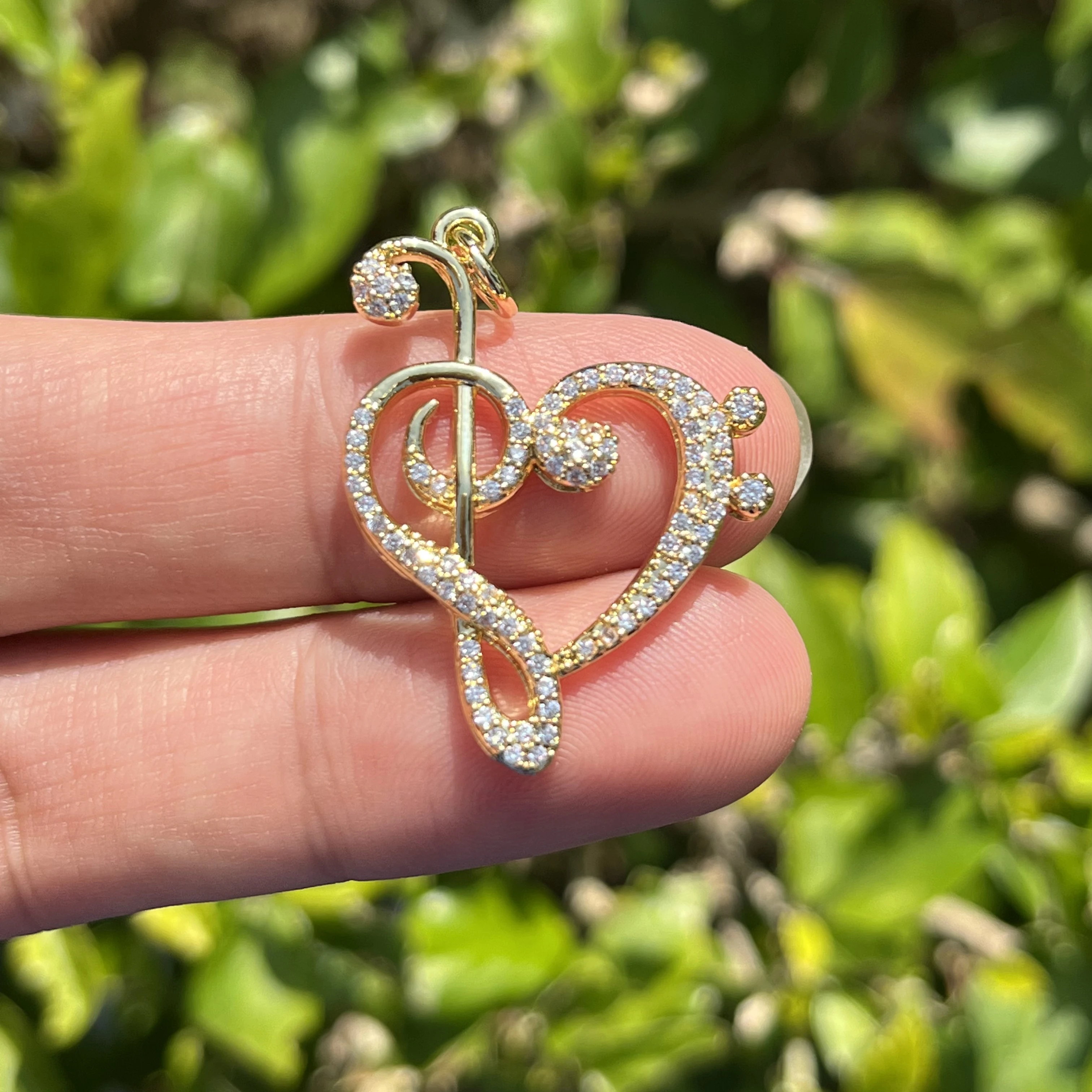 5pcs Gold Plated Musical Note Heart Pendant Charm for Women Custom Handmade Jewelry Finding Accessory Bracelet Necklace Tag