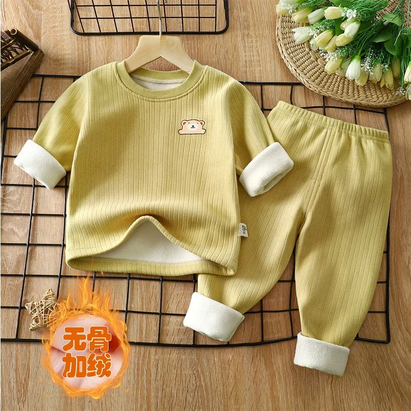 Children Winter Thermal Underwear Elastic Warm Seamless Boys Girls Clothing Set Skin-friendly Soft Comfortable Kids Long Johns