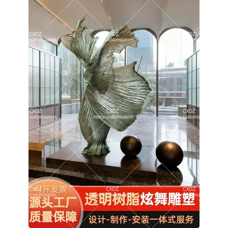 Hotel Lobby Floor Ornaments Custom Factory Clubhouse Tea Room High End Public Area Transparent Resin Sculpture
