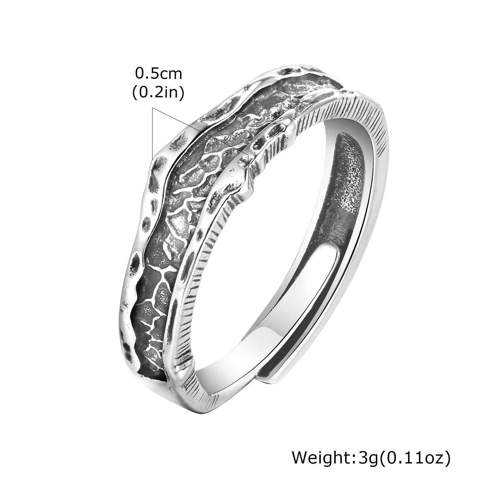 Vnox Retro Wedding Rings for Men,Vintage Silver Color Metal Finger Bands Resizable,Valentine\'s Father\'s Day Birthday Party Gift