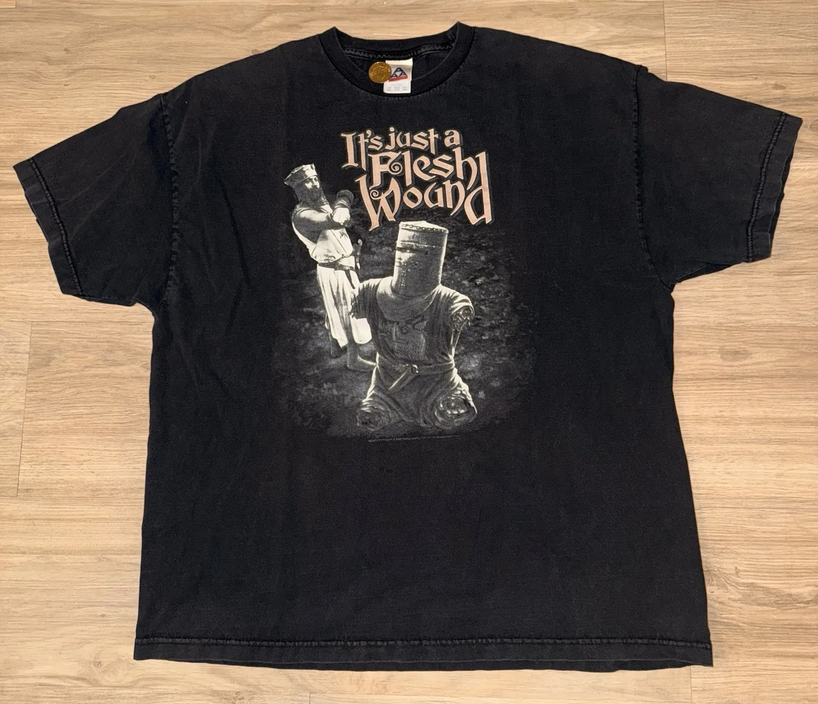 Vintage Y2K Monty Python Holy Grail It’s Just A Flesh Wound T-Shirt Sz 2XL Black