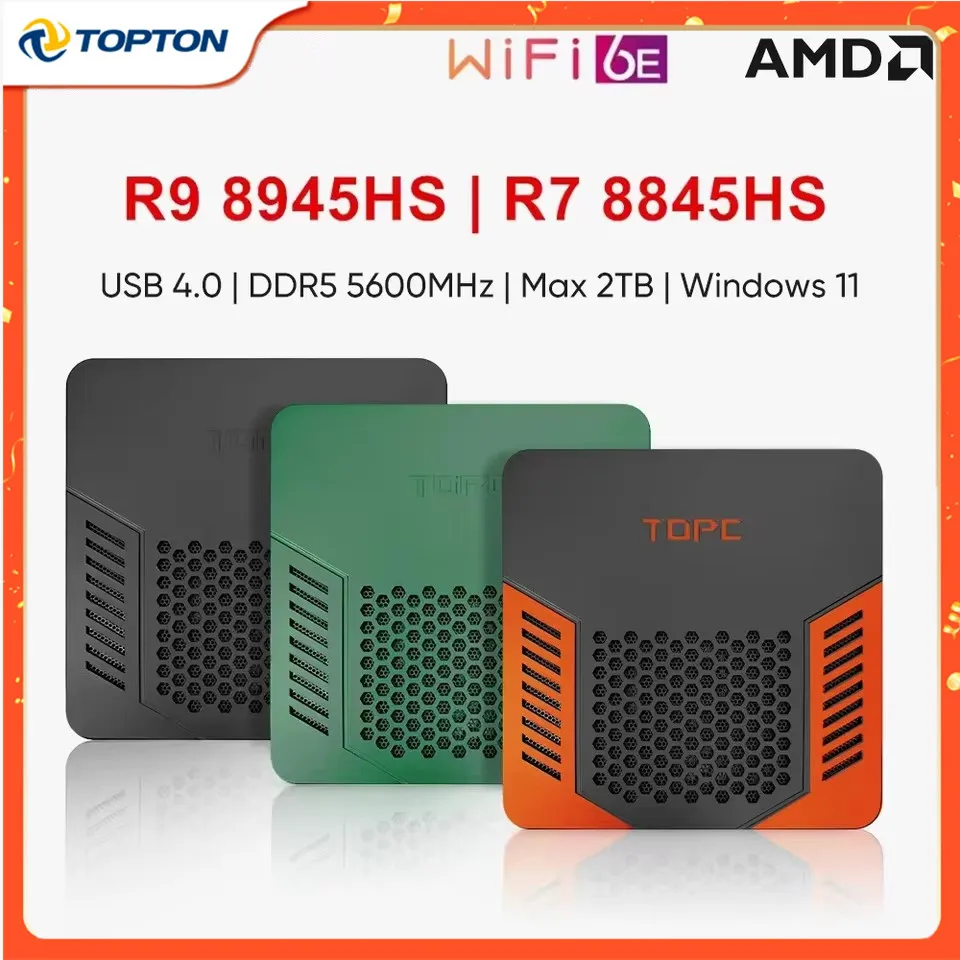 

Новый дешевый мини-компьютер TOPC AMD Ryzen 9 8945HS R7 8845HS USB4.0 Dual LAN 2xDDR5 PCIe4.0 Windows 11 Pocket Gaming Mini PC WiFi6E