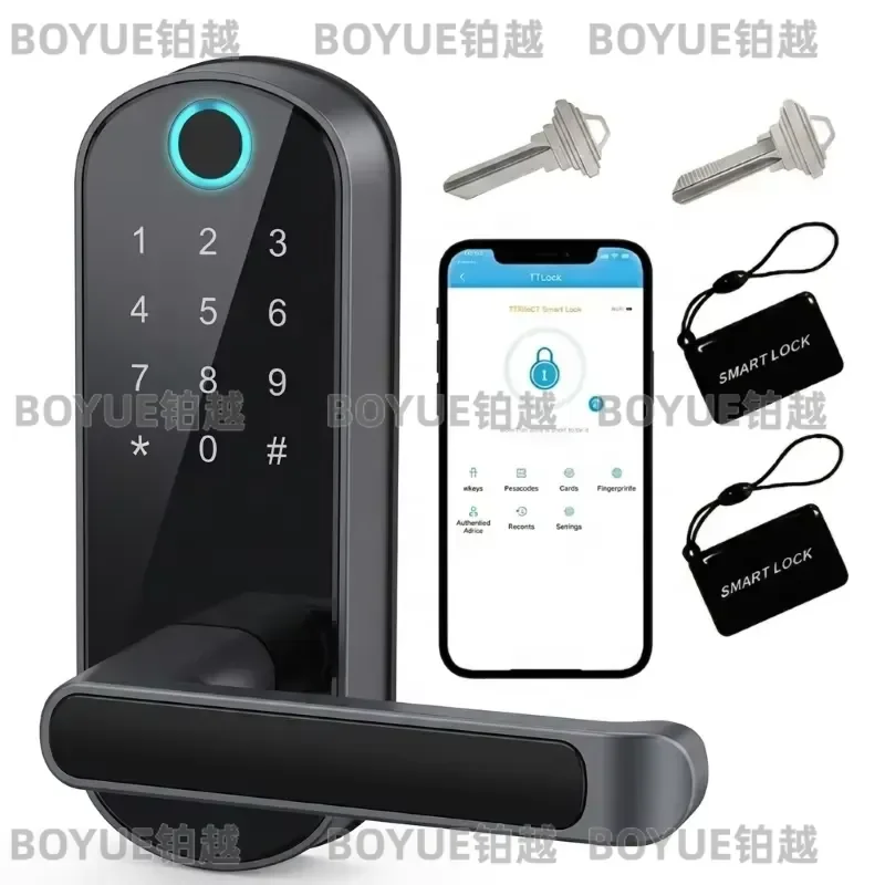 for Wifi TTlock App Smart Door Lock Biometric Fingerprint Digital Keyless Entry Cloud Storage System for Class C for Wood