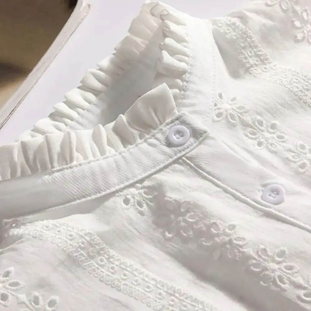 All-match White Detachable Fake Collar Black Hollow Out Lace Lapel Half Shirt Stand Collar Jacquard Adjustable Neckline Women