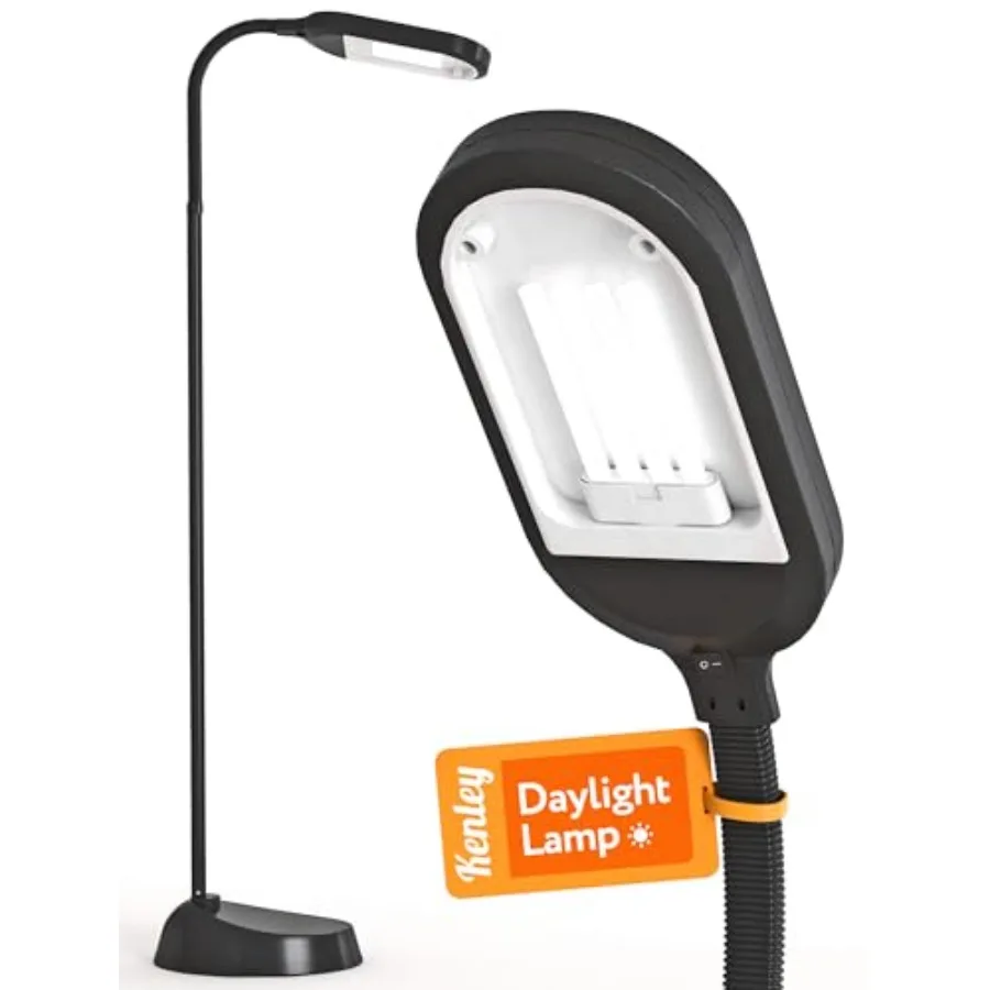 

Natural Daylight Floor Lamp - Craft Light Floor Standing for Reading, Crafting, Sewing - Adjustable Gooseneck - Task Lamps for