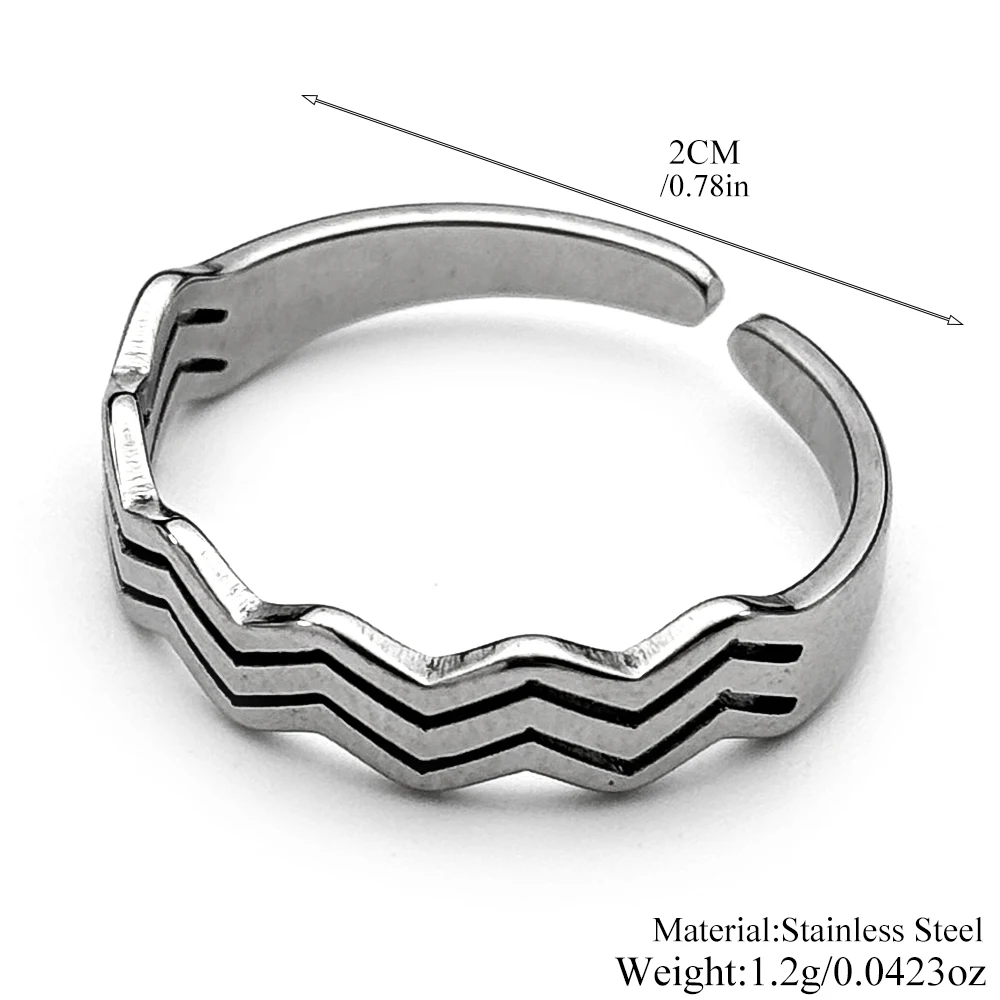 غير النظامية هندسية موجة خواتم للنساء الرجال الفولاذ المقاوم للصدأ الفضة اللون موضة حفلة تصميم جديد فنجر الإكسسوارات مجوهرات هدية