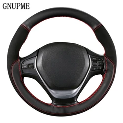 GNUPME Suede Leather Car Steering Wheel Covers Universal Anti-slip braid on the steering-wheel Protector Stitching color