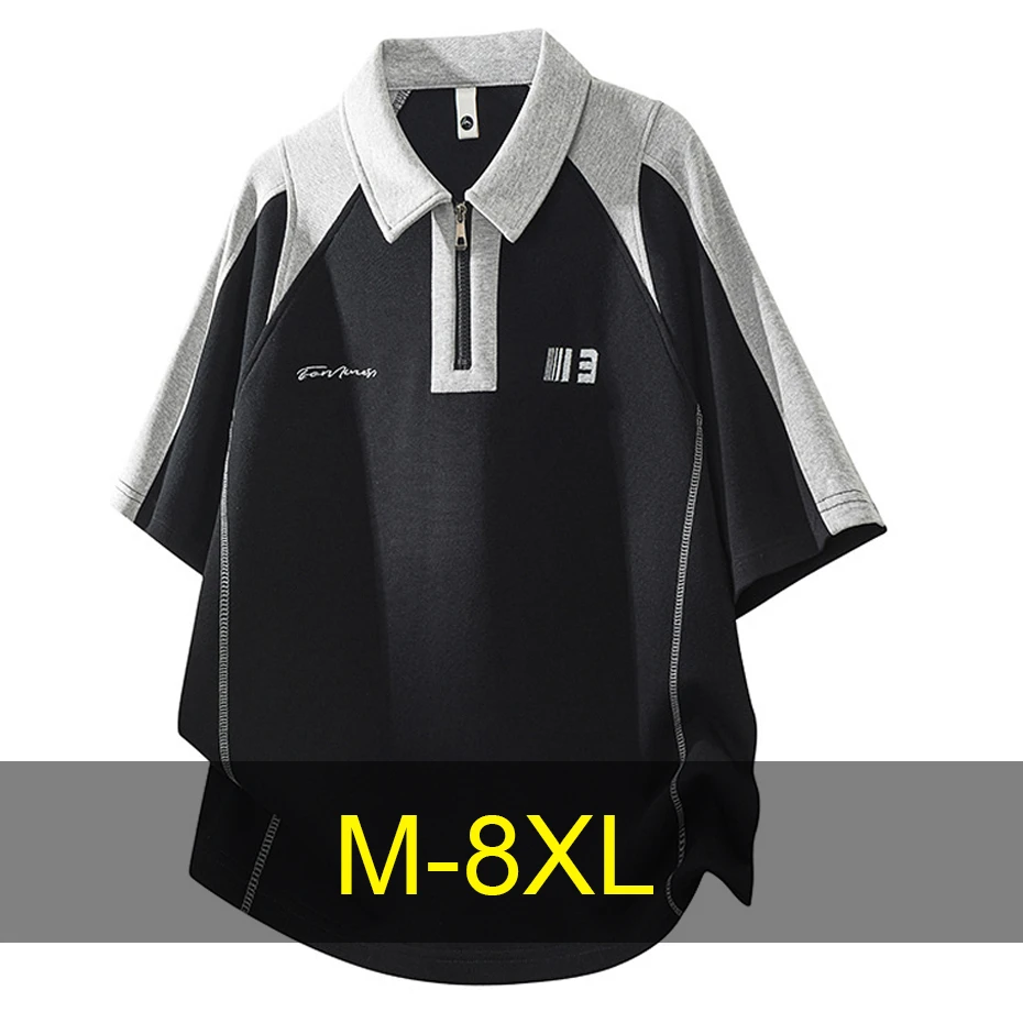 Summer Polo Shirts Men 8XL Plus Size Short Sleeve Polo Shirt Fashion Casual Patchwork Polo Shirts Male Big Size 8XL