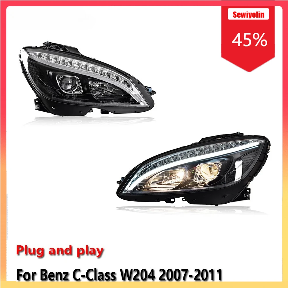 

Автомобильные лампы в сборе для Benz C-Class W204 2007-2011, противотуманные DRL, стоп-сигналы поворота, лампы Plug and Play