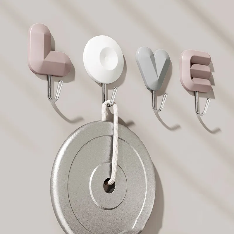 Love Letter Wall Hooks Plastic Strong Sticky Hook Towel Coat Storage Holder Keys Organizer Holder Hanging Rack Nordic Home Decor