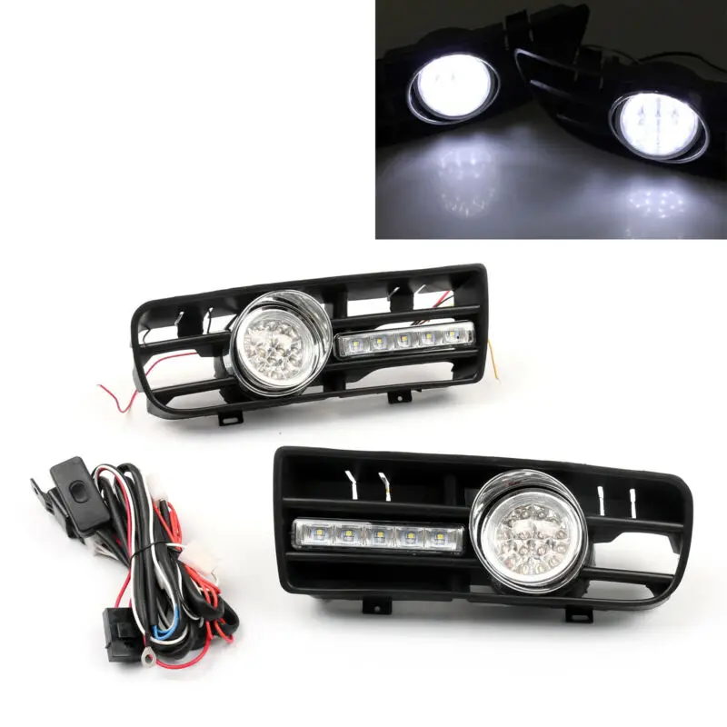 2x Fog Light 5 LED Front Bumper Grille DRL Lamp For 99-04 VW Golf MK4 GTI TDI