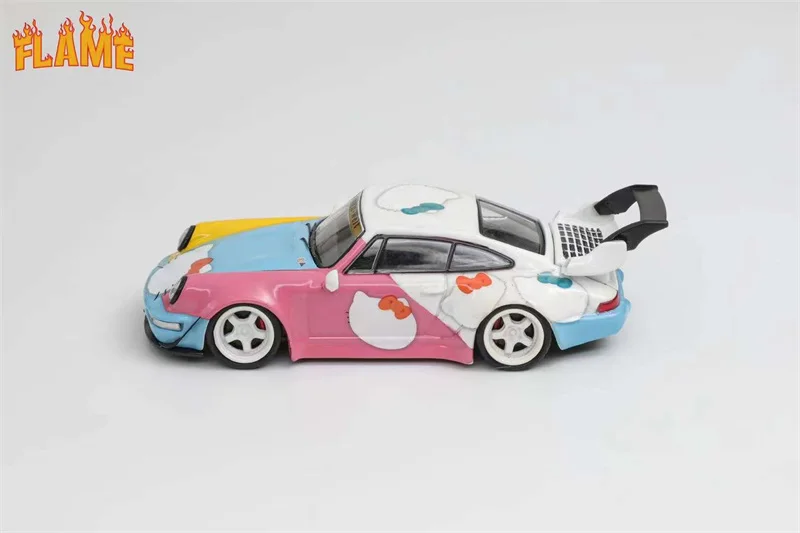 Flame 1:64 RWB 993 Blue Pink Diecast Model Car