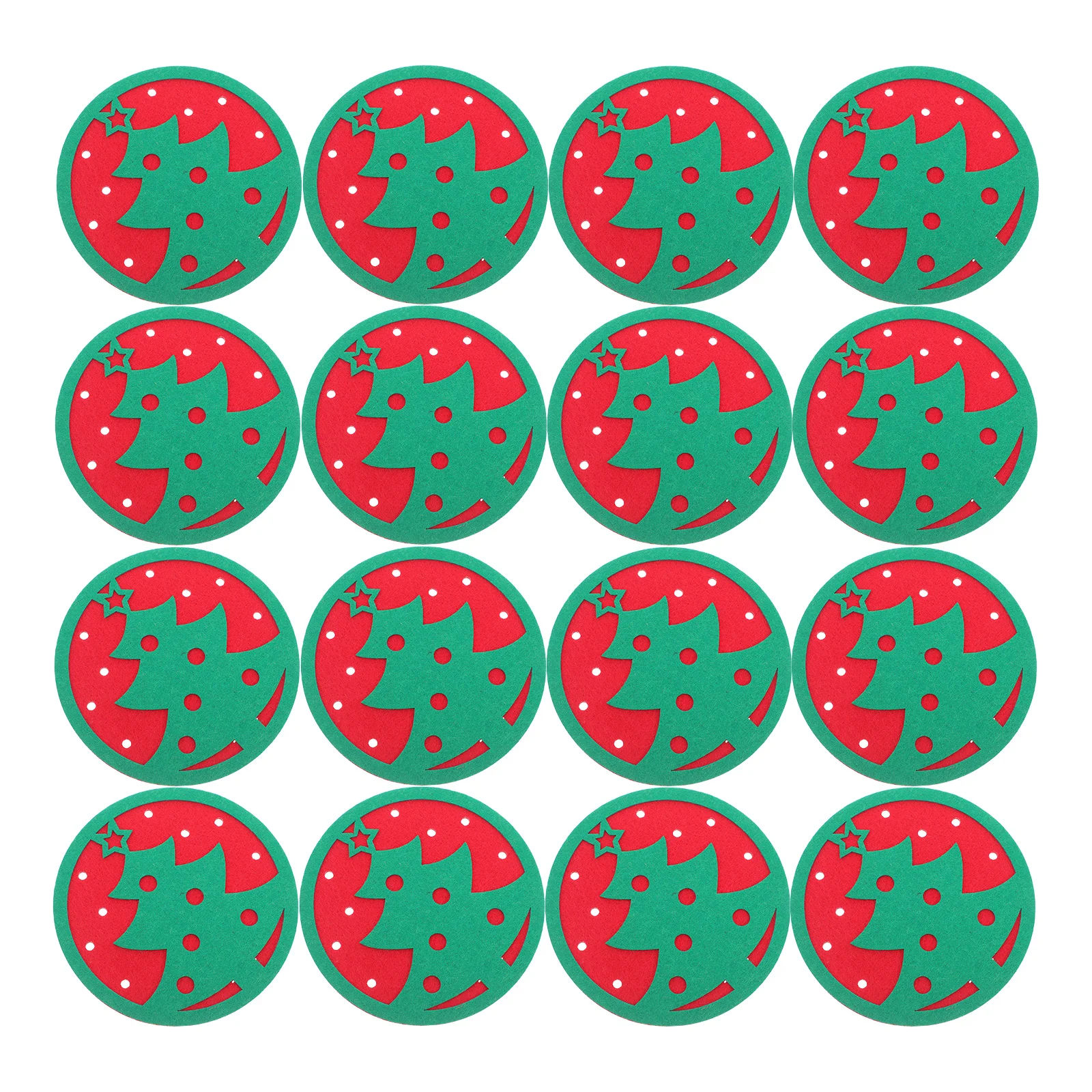 

20Pcs Christmas Tree Felt Coasters Absorbent Heat Resistant Cup Mats Holiday Table Decorations Xmas Tree Drink Coasters