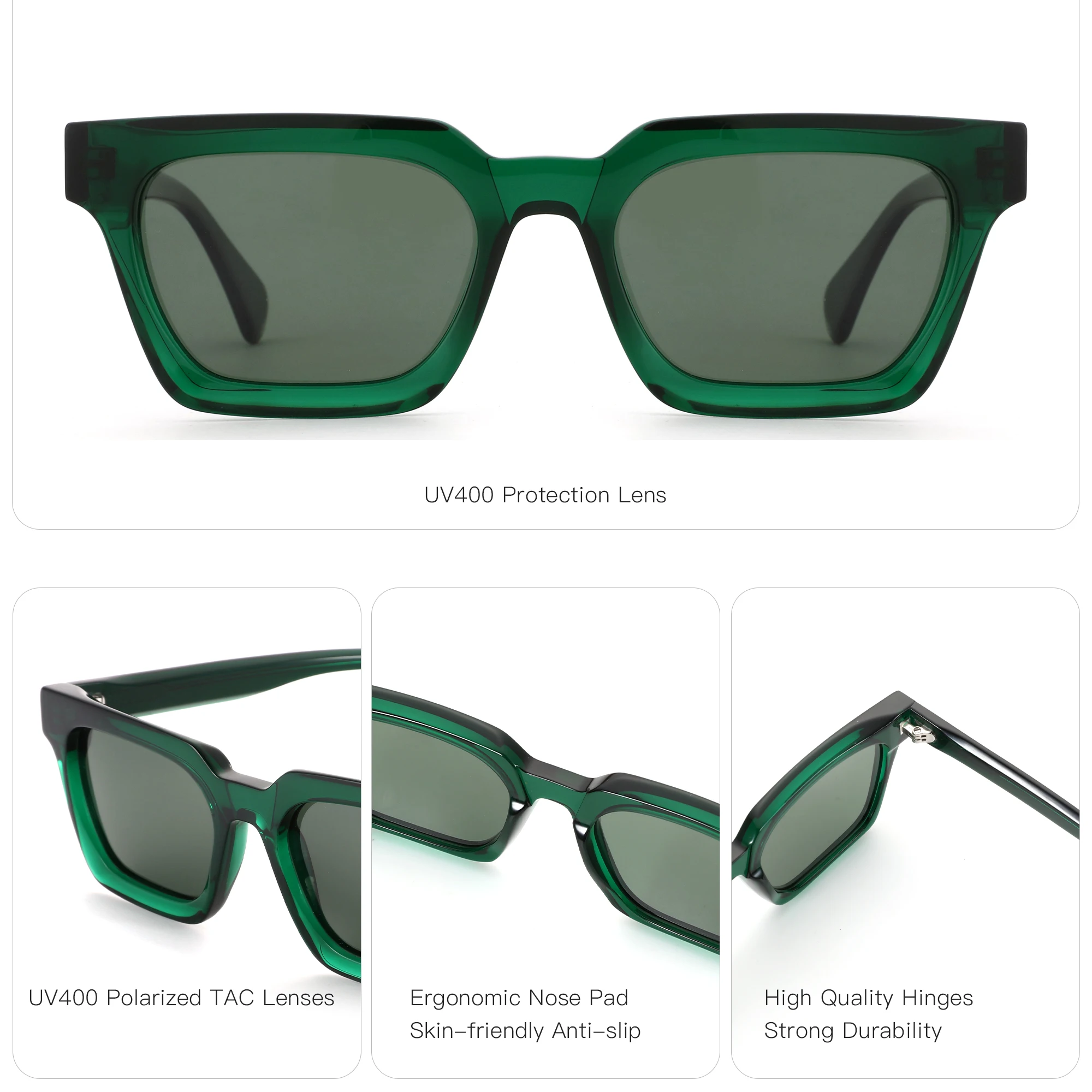 ZENOTTIC L Size Stylish Polarized Hexagon Prescription Sunglasses Men Progressive UV400 Acetate Myopia Sunglasses Man