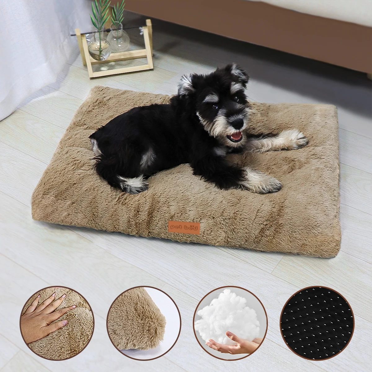 Dog Bed Pet Mat Pet Bed Pet Crate Bed For Cat Washable Plush Pet Mat Bed For Dog Anti-Slip Fluffy Comfy Pet Sleeping Mat