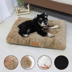 Dog Bed Pet Mat Pet Bed Pet Crate Bed For Cat Washable Plush Pet Mat Bed For Dog Anti-Slip Fluffy Comfy Pet Sleeping Mat