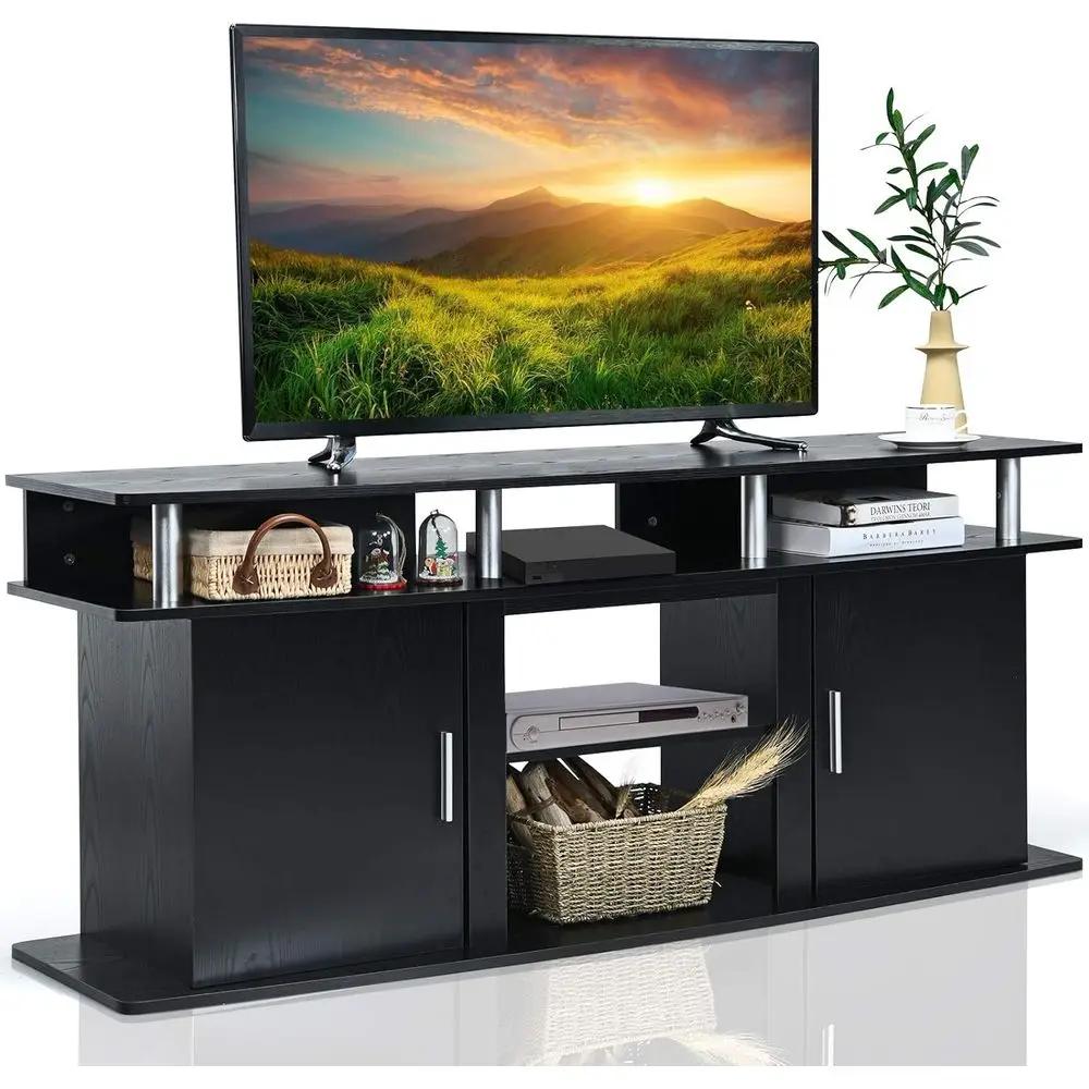 

Тумба под телевизор или телевизоры до 70 дюймов, журнальный столик для гостиной с 2 шкафчиками и открытыми полками, медиацентр или электрический кронштейн для ТВ 18 дюймов