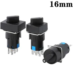 16mm 2 3 Positions Latching Self Lock 3/6 pins Push Rotary Button Switch Round Selector Switch Round/Square/Rectangular Head