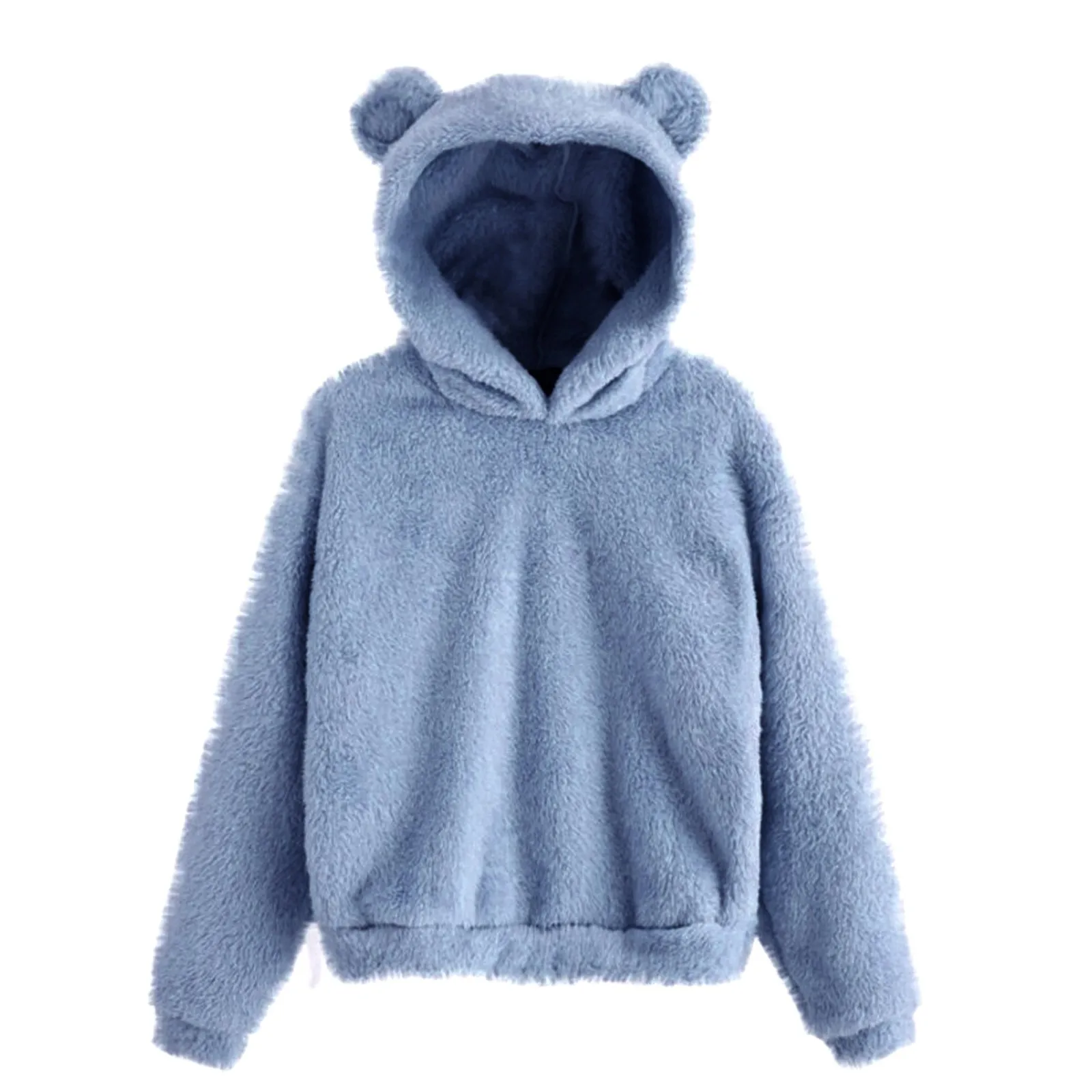 Retro Cartoon Bear Ear Hoodies Women Long Sleeve Fleece Sweatshirt Warm Hoodie Pullover Ladies Streetwear Female Clothes