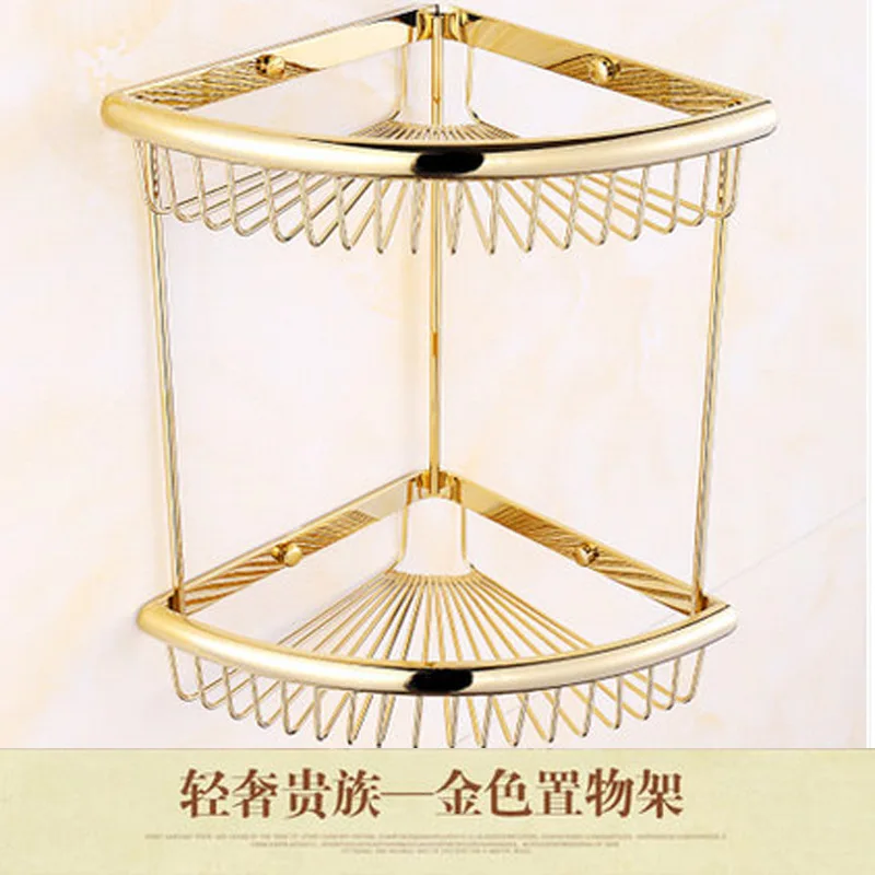 

Full copper triangular basket bathroom tripod, gold corner frame wall hanging