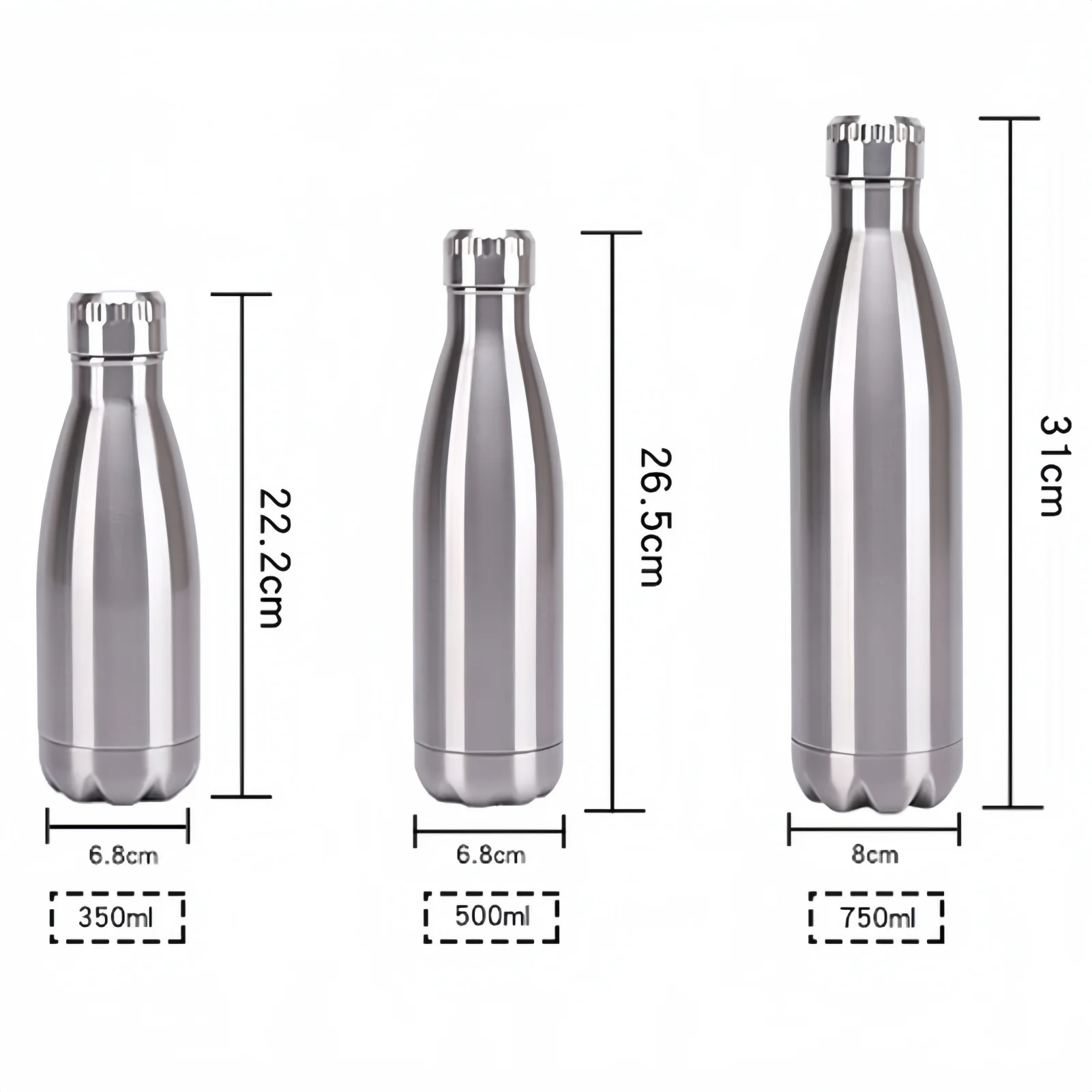 야외 스포츠 이중벽 스테인리스 스틸 물병 500/750/1000ml 스테인리스 스틸 보온병 누수 방지 썸네일 6
