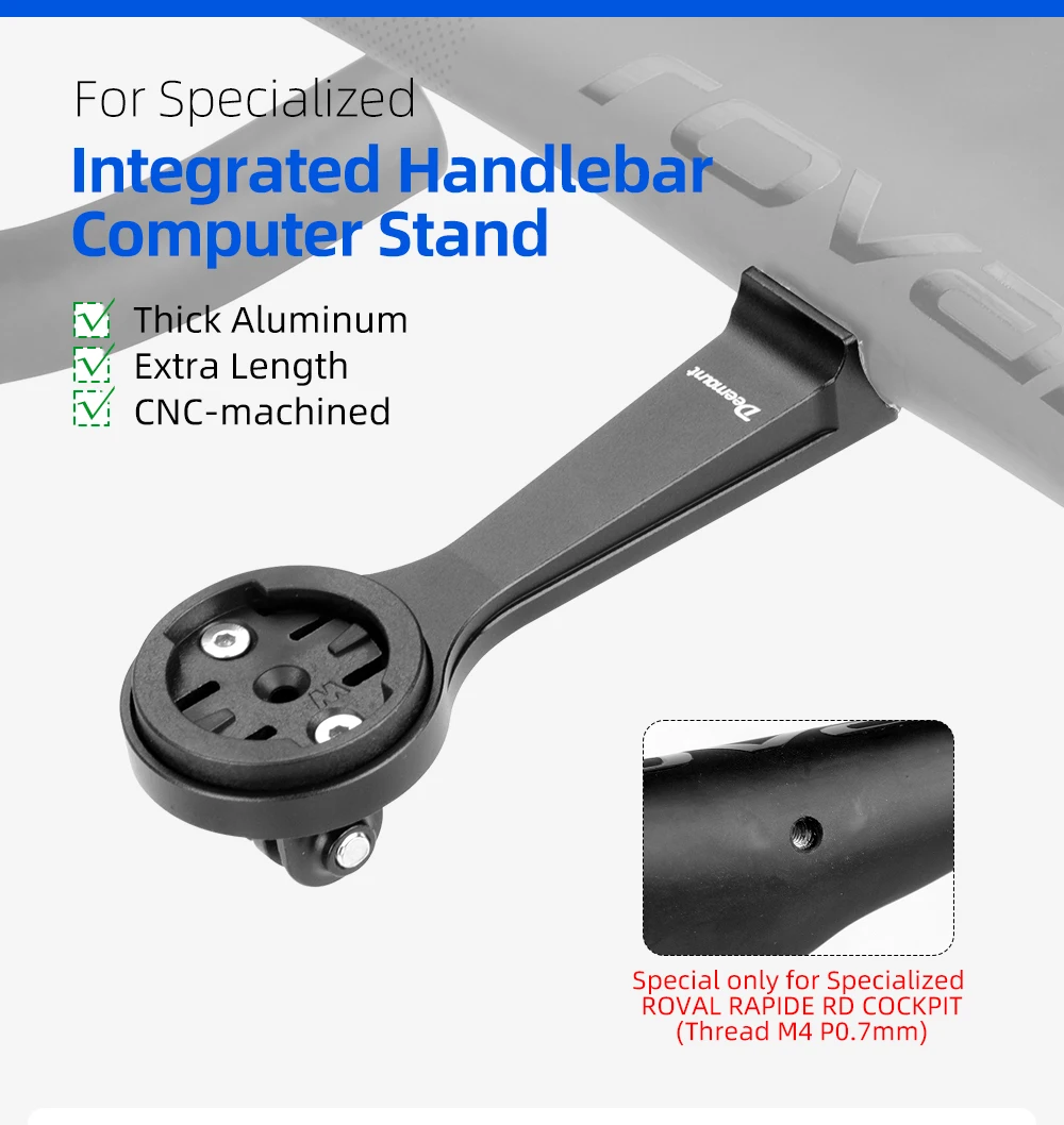 Deemount Extended Stem Holder für Specialized Roval Rapide Cockpit, passend für Garmin 1050 Wahoo ACE Magene GoPro Mount Bracket Holder – Detail 1